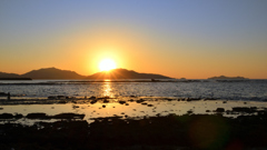 狩尾岬2020　12月-6　湯川山と夕陽