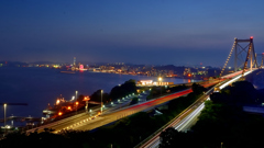 関門橋2022　7月-4　海峡　日没