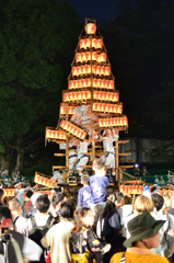 わっしょい百万夏まつり　戸畑祇園大山笠-2　提灯ピラミッド設置中