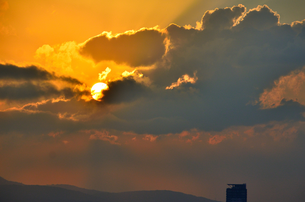 Ｋ市2023　8月　夏雲と夕陽