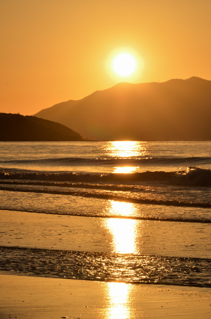 岩屋海岸2021　12月　夕陽とサンロード
