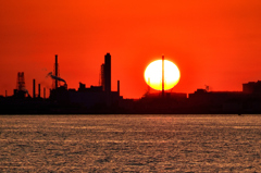 関門海峡2021　4月-3　夕陽のΦ