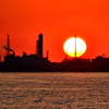 関門海峡2021　4月-3　夕陽のΦ