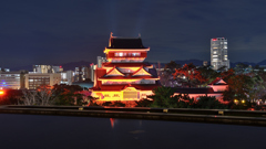 小倉城2023　2月-5　紅天守閣　夜景①