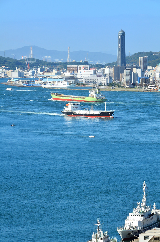 関門海峡2019-3　貨物船離合