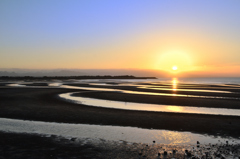 真玉海岸2021　10月-6　夕陽と干潟