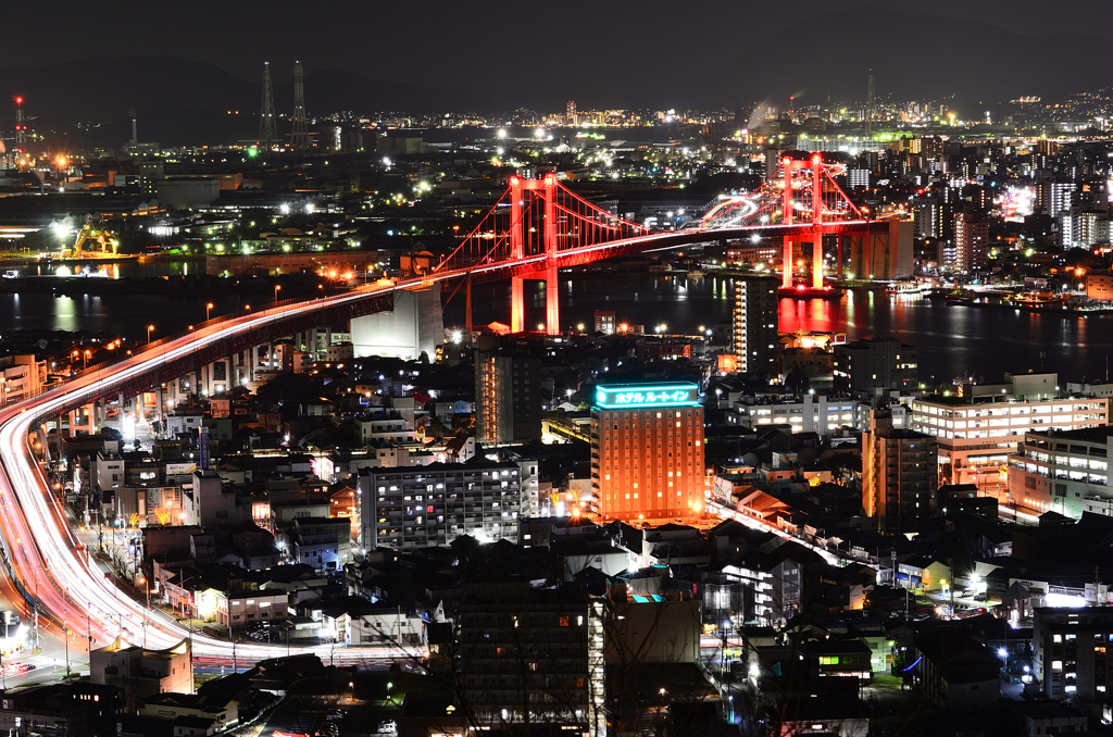 高塔山2020　1月-3　若戸大橋　夜景②