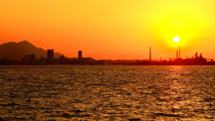 関門海峡2022　2月-2　海峡の夕陽