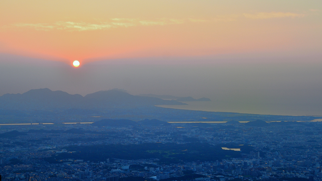 皿倉山2019　9月-2　夕陽＆響灘