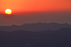 皿倉山2022　2月-4　夕陽と雲