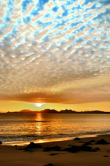 海の中道2020-5　鱗雲と夕陽