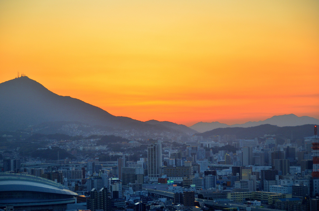 Ｋ市2020　2月-2　夕焼け＆都市