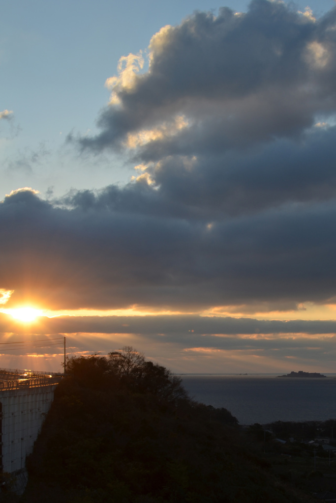 長崎2020　1月-1　軍艦島＆夕陽