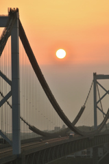 関門橋2022　7月-2　夕陽と関門橋②