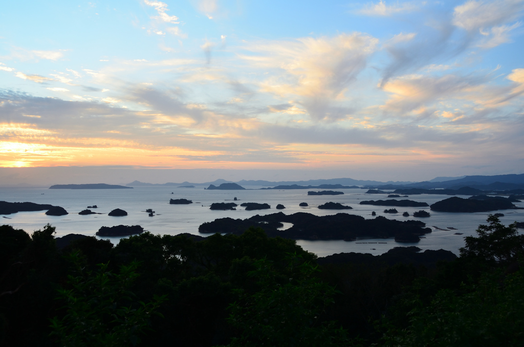 九十九島2020　9月-6　展海峰　夕陽と島影②