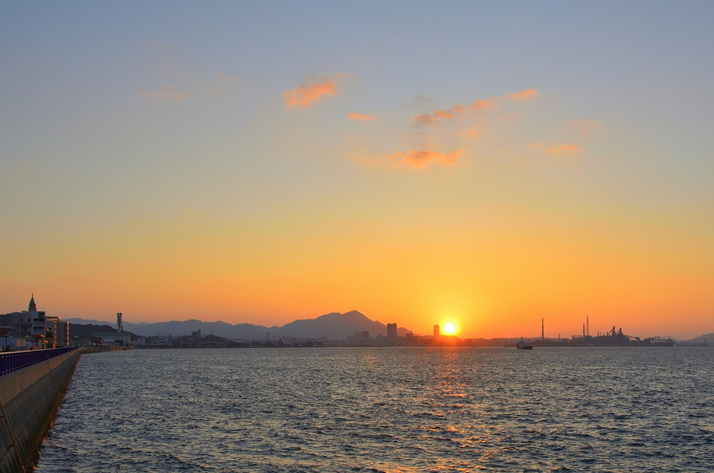 関門海峡2020　2月　海峡夕焼け