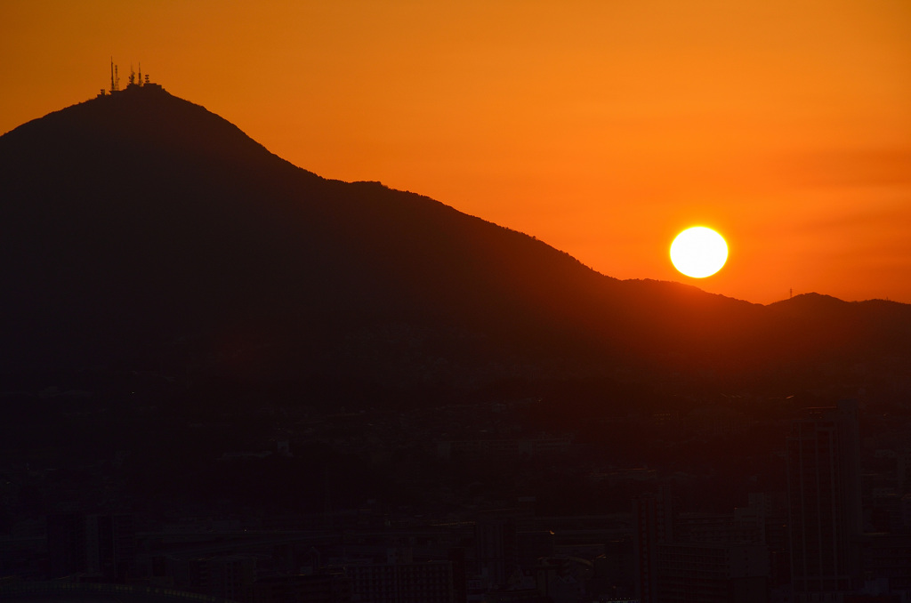 K市2020　2月-3　夕陽と皿倉山