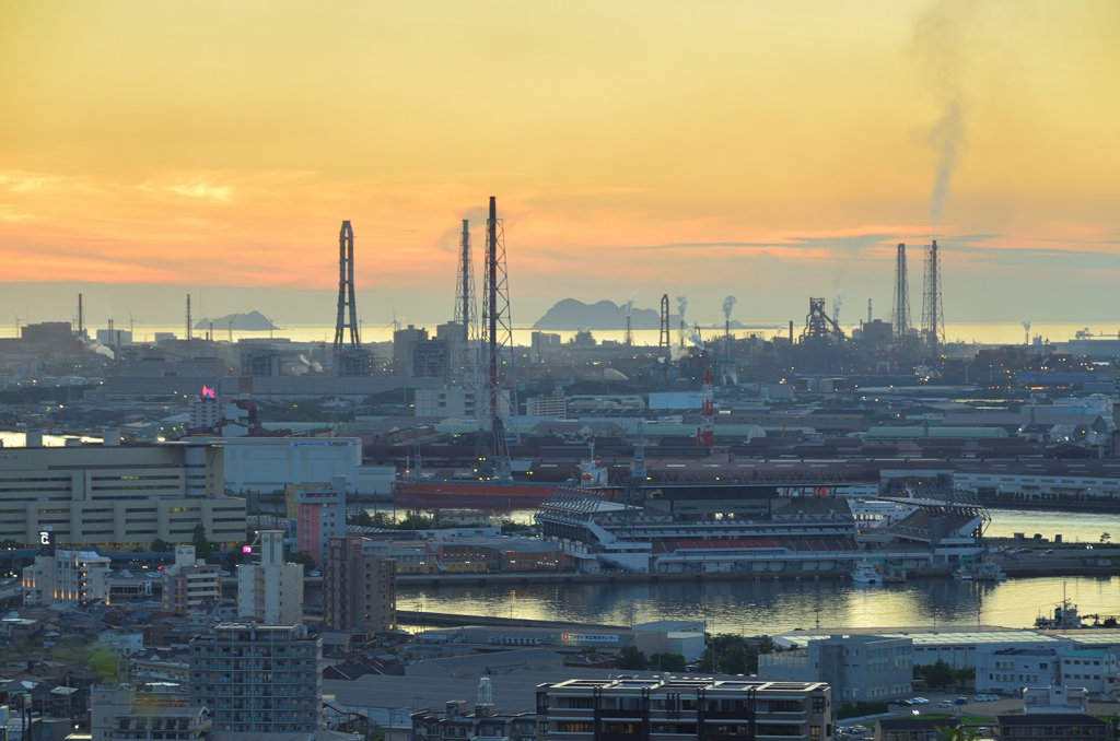 Ｋ市2021　7月　夕景　工場