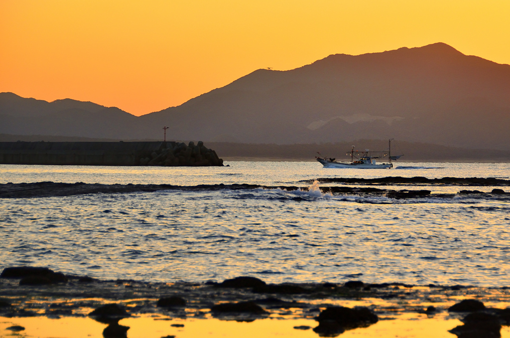 狩尾岬2020　12月-4　夕景と帰港