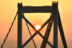 関門橋2022　7月-2　夕陽と関門橋④