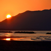 あしや海岸2022　11月-5　夕陽と湯川山