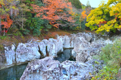 猿飛千壺峡2022　11月-2　紅葉と甌穴群③