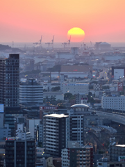 Ｋ市2022　5月-7　夕陽と小倉駅周辺