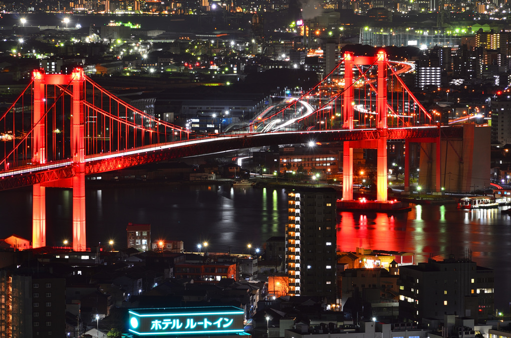 高塔山2020　1月-1　若戸大橋夜景③