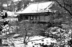 小倉城2023　雪化粧-1　下屋敷庭園