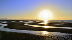 真玉海岸2021　10月-4　夕陽と干潟