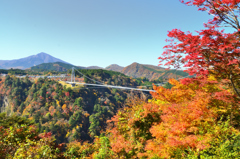 九重夢大吊橋2020　秋-4　紅葉と吊橋
