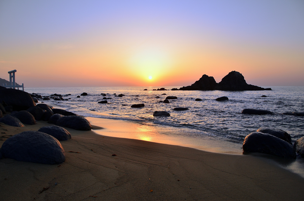 櫻井二見が浦2021　4月　夕陽と夫婦岩②