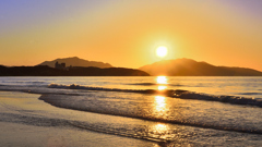 岩屋海岸2021　12月　夕陽と浜辺
