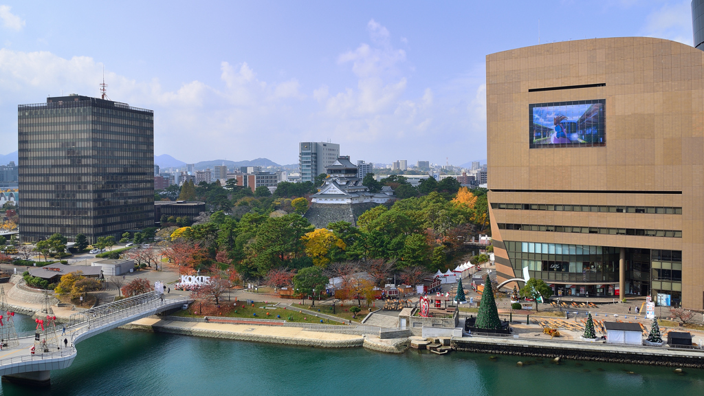 小倉井筒屋2025　本館屋上　初冬の小倉城