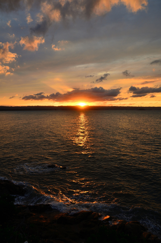 唐津湾2019　10月 夕陽①