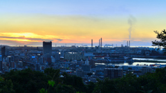 Ｋ市2021　7月-2　工場地帯と夕景