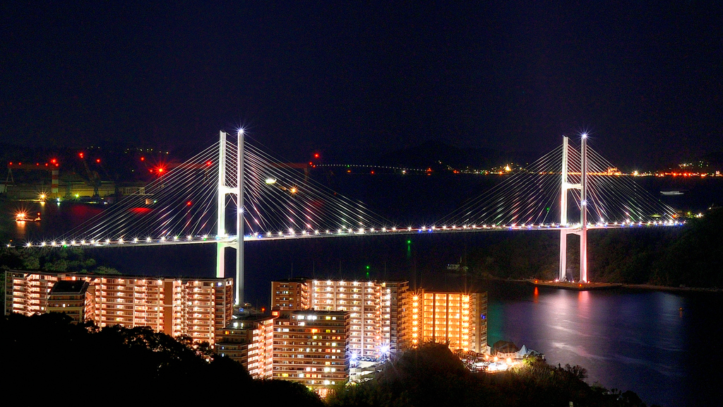 長崎2023　2月-3　鍋冠山　夜の女神大橋