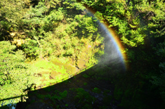 菊池渓谷2020　10月-1　渓流に架かる虹