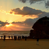 稲佐の浜2020　11月-1　夕陽と弁天島