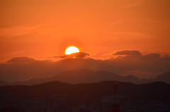 Ｋ市2021　3月　夕陽と雲