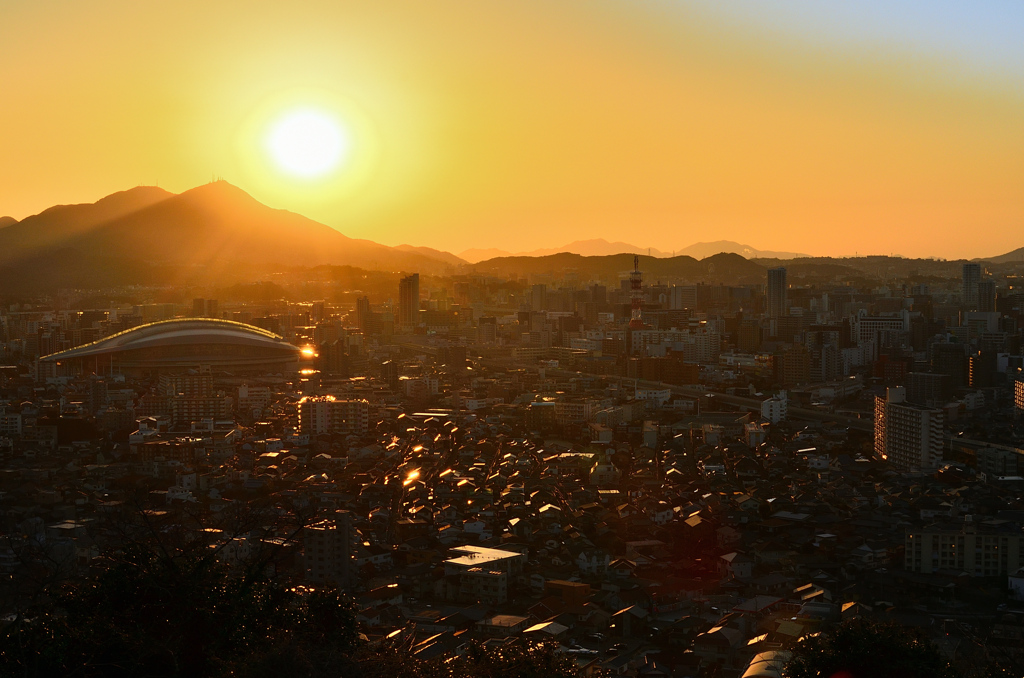 K市2020　2月-3　夕陽と光の道