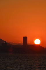 関門海峡2020　2月　タワマン＆夕陽