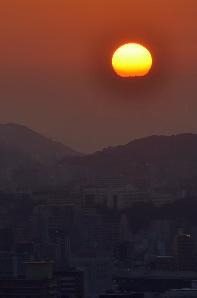 Ｋ市2020　10月-2　夕陽のグラデーション