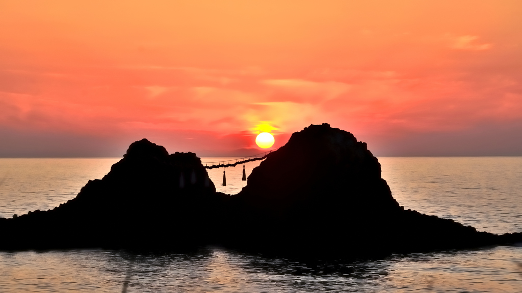 櫻井二見が浦2020　6月-5　夫婦岩と夕陽①