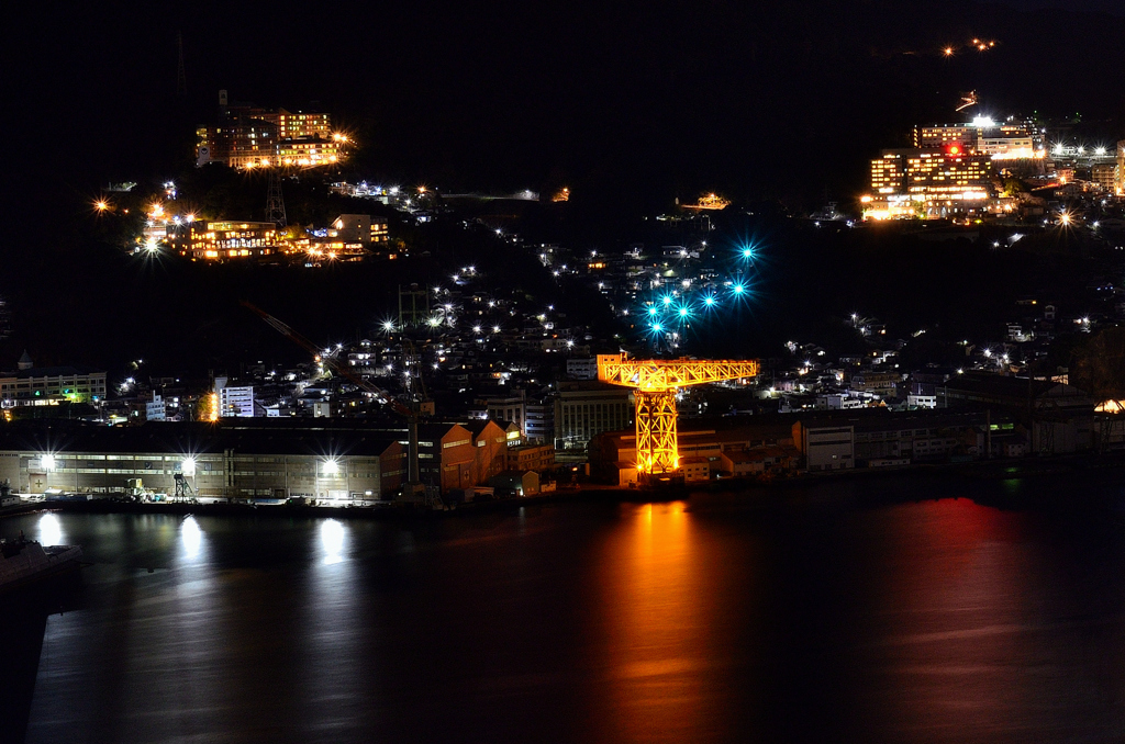 長崎2023　2月-3　鍋冠山　夜のジャイアント・カンチレバークレーン