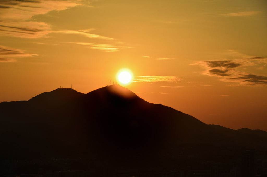 K市2020　2月　皿倉山と夕陽