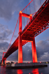 若戸大橋2025　冬-01　寒空に赤く輝く①