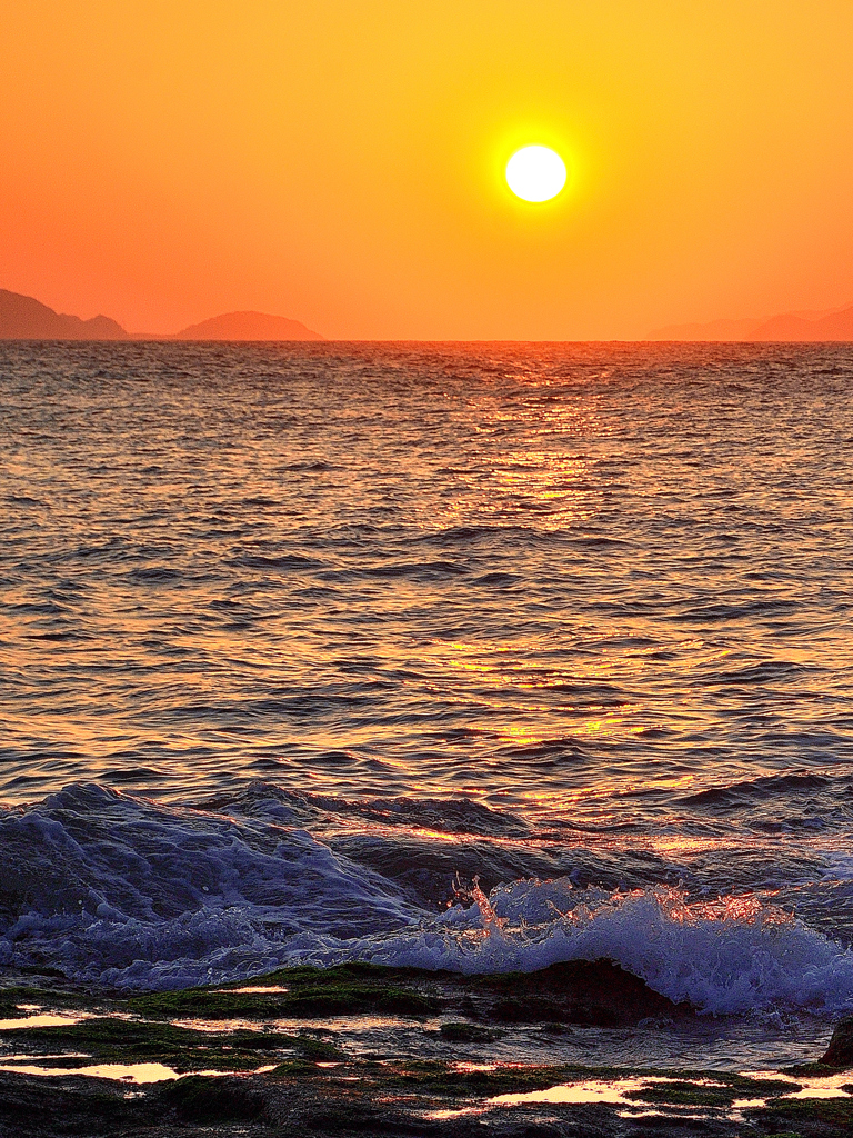 洞山2021　秋　夕陽と波頭
