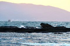 狩尾岬2022　11月-2　千畳敷　ゴジラ岩の夕景