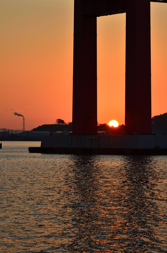 若戸大橋2020　1月　夕陽＆橋脚③